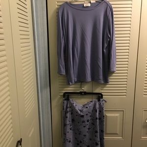 Worthington 2-Piece Periwinkle Top & Skirt